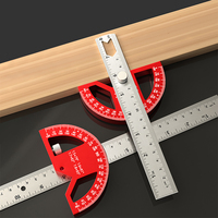 1Pc Multi-functional Angle Ruler 45/90 Degree Measuring Scribe Aluminum Alloy Movable Angle Ruler Woodworking Center Finder