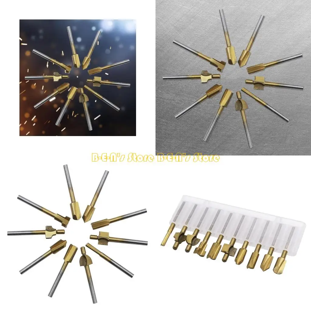 

Y1AD 10 шт. 1/8 "фрезерные станки с титановым покрытием, фреза по дереву, фрезерный роторный инструмент, гравировальный станок,