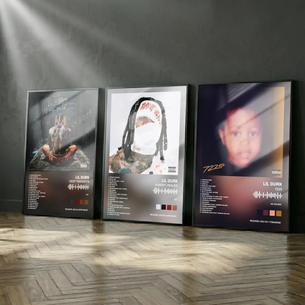 Lil Durk Poster-Album-Set, modernes Cover-Wandkunstwerk für Zimmer, Leinwandgemälde, Kunstdruck, Heimwanddekoration, Bild, Geschenk