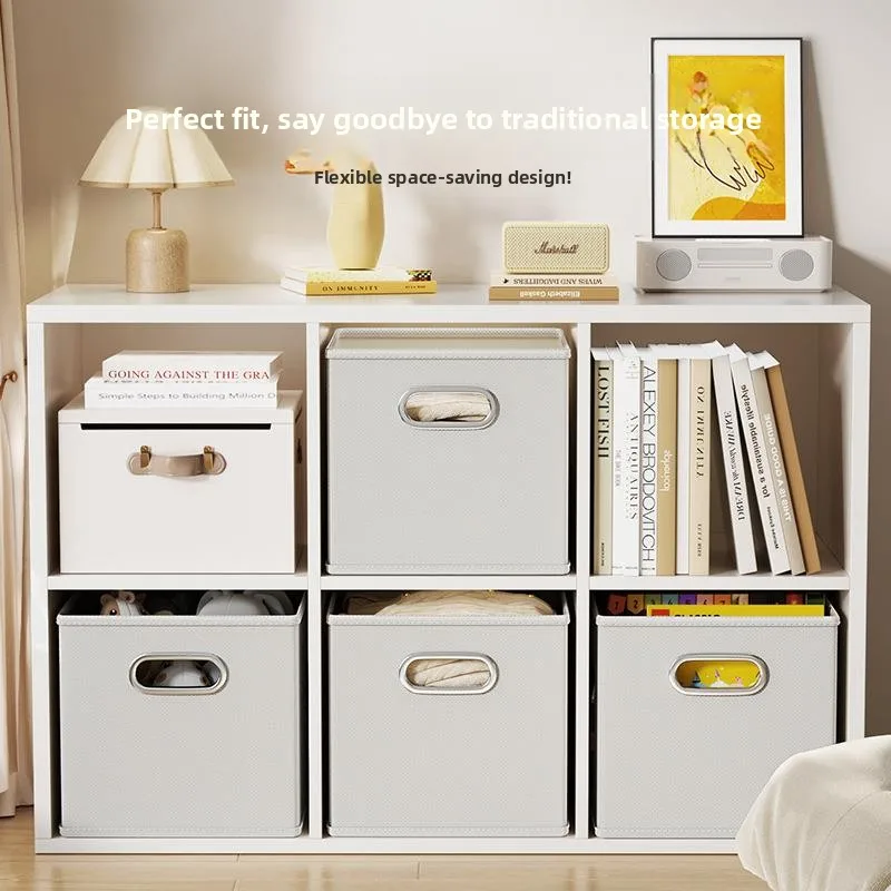 Modern Minimalist Square Storage Box Drawer Style Stackable Bedroom Wardrobe Organizer Library Bookshelf Accessories Box