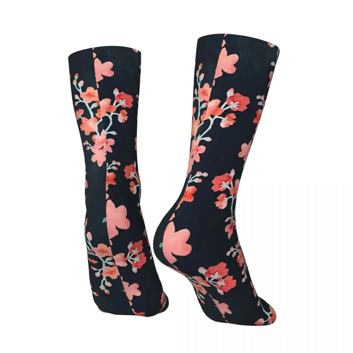 Retro Sakura Butterflies Bold Men's compression Socks Unisex Street Style Seamless Printed Novelty Crew Sock