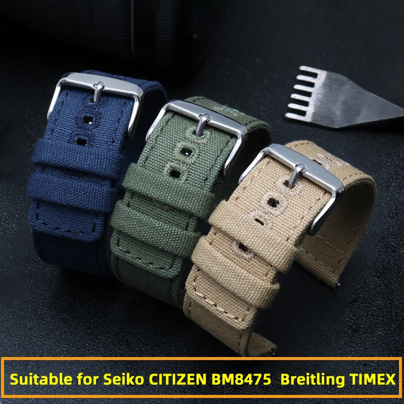 

For Seiko CITIZEN watch band BM8475 Canvas Breitling TIMEX watch strap bracelet Nylon Watch Chain Men Women 18mm 20mm 22mm 24mm