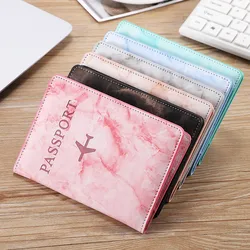 Fahsion Marble Passport Cover for Women Travel Passport Case Leather Pink Cute Passport Wallet Purse Girl Passport Holder