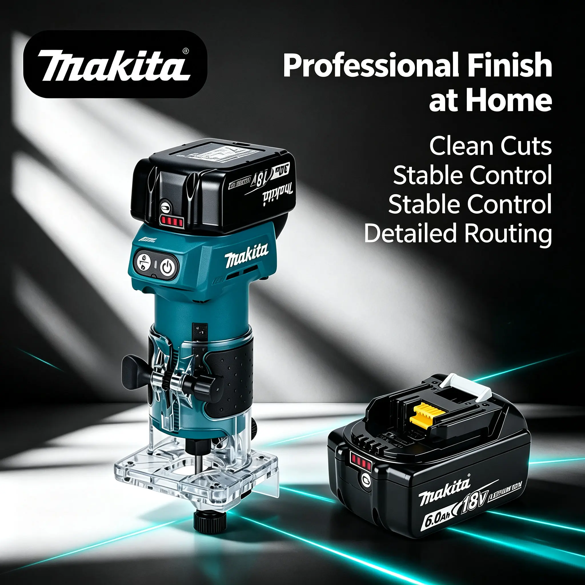 Neuer originaler Makita DRT52 18V LXT Akku-Kompaktfräser, kabelloses tragbares Holzfräsgerät für präzise Kantenbearbeitung, Nutfräsen, Schlitzbearbeitung, Feldtischlerei und handwerkliche