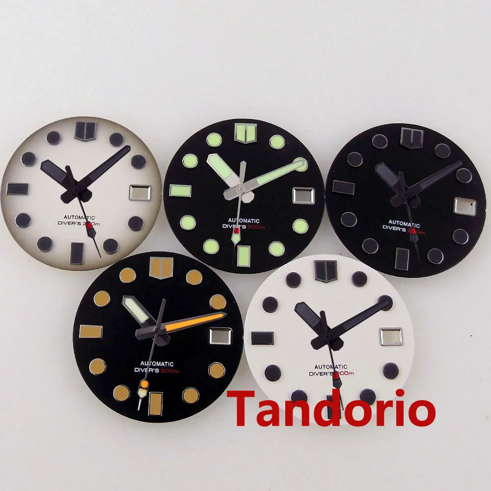 

29MM White/Grey/Black Sterile Watch Dial Face For NH35A NH36A Automatic Watch Green Luminous Date Watches Replacement Parts