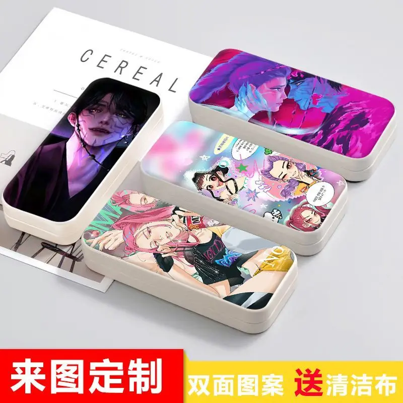 KPop Demon Hunters Rumi Mira estuche para gafas lindo dibujos animados Anime caja de almacenamiento portátil resistente a la presión para estudiantes regalo de cumpleaños