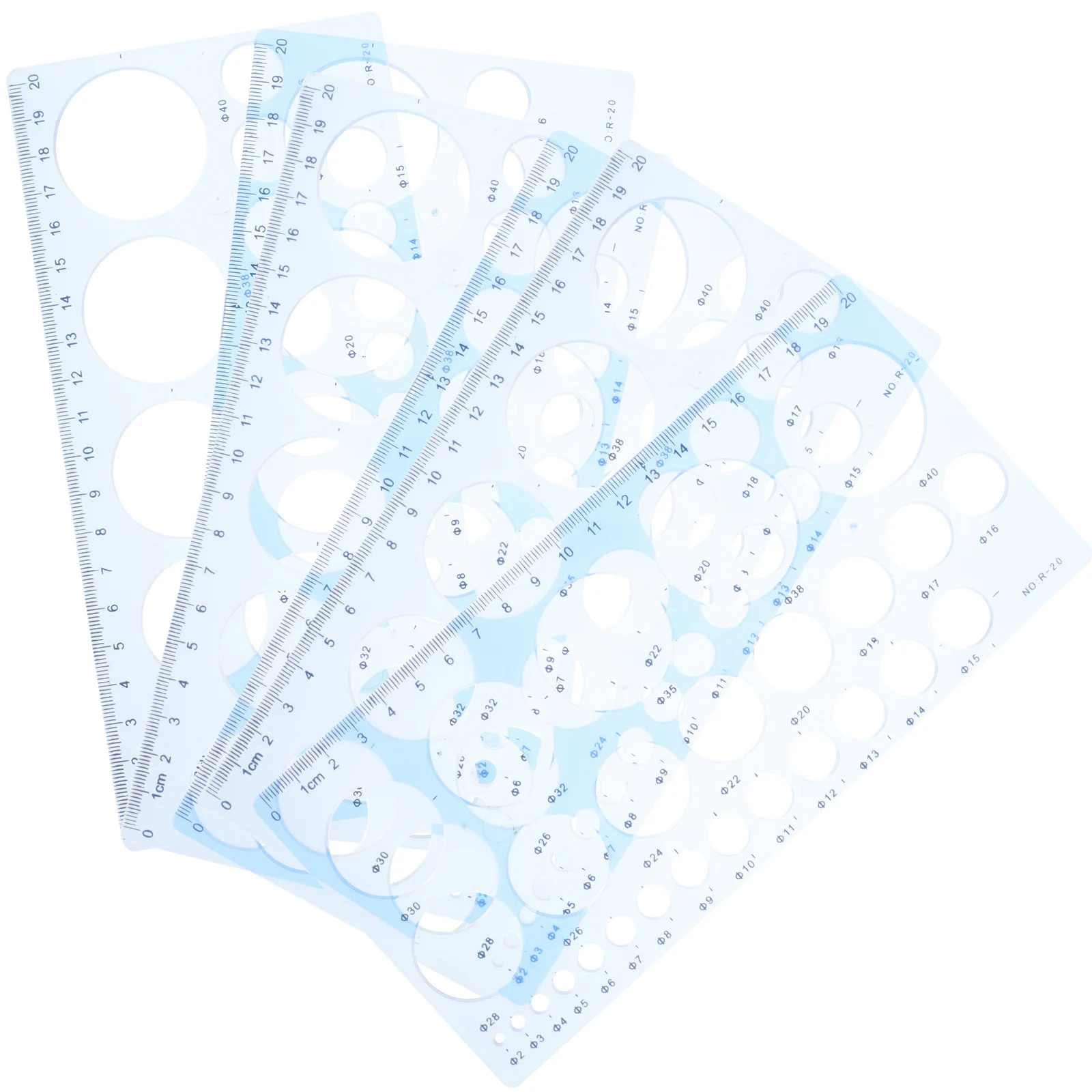 6Pcs Geometric Drawing Templates Stencil Plastic Measuring Rulers for Drafting Engineering Architecture Student Design Supplies
