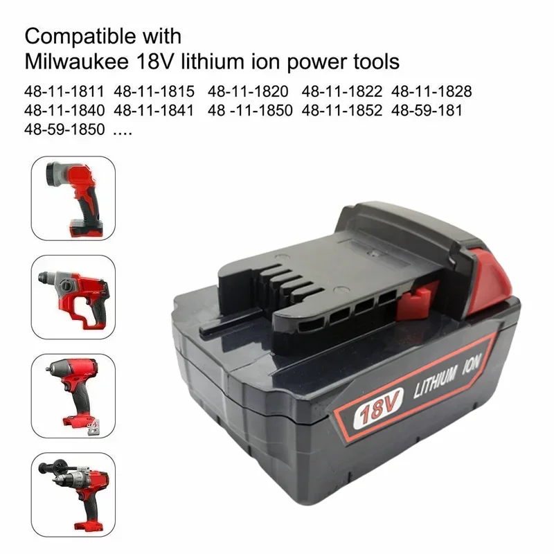 Batterie lithium-ion pour outil électrique Milwaukee M18, XC, 18V, 6000mAh, 48 Ah, 11 Ah, 1860,9 Ah, chargeur d'origine