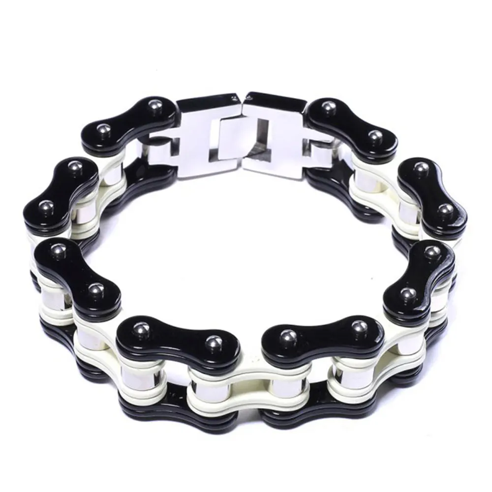 

Black Men's Bracelets Bangles,Biker Bicycle Motorcycle Chain Link Bracelet For Men,Stainless Steel Fashion Jewelry