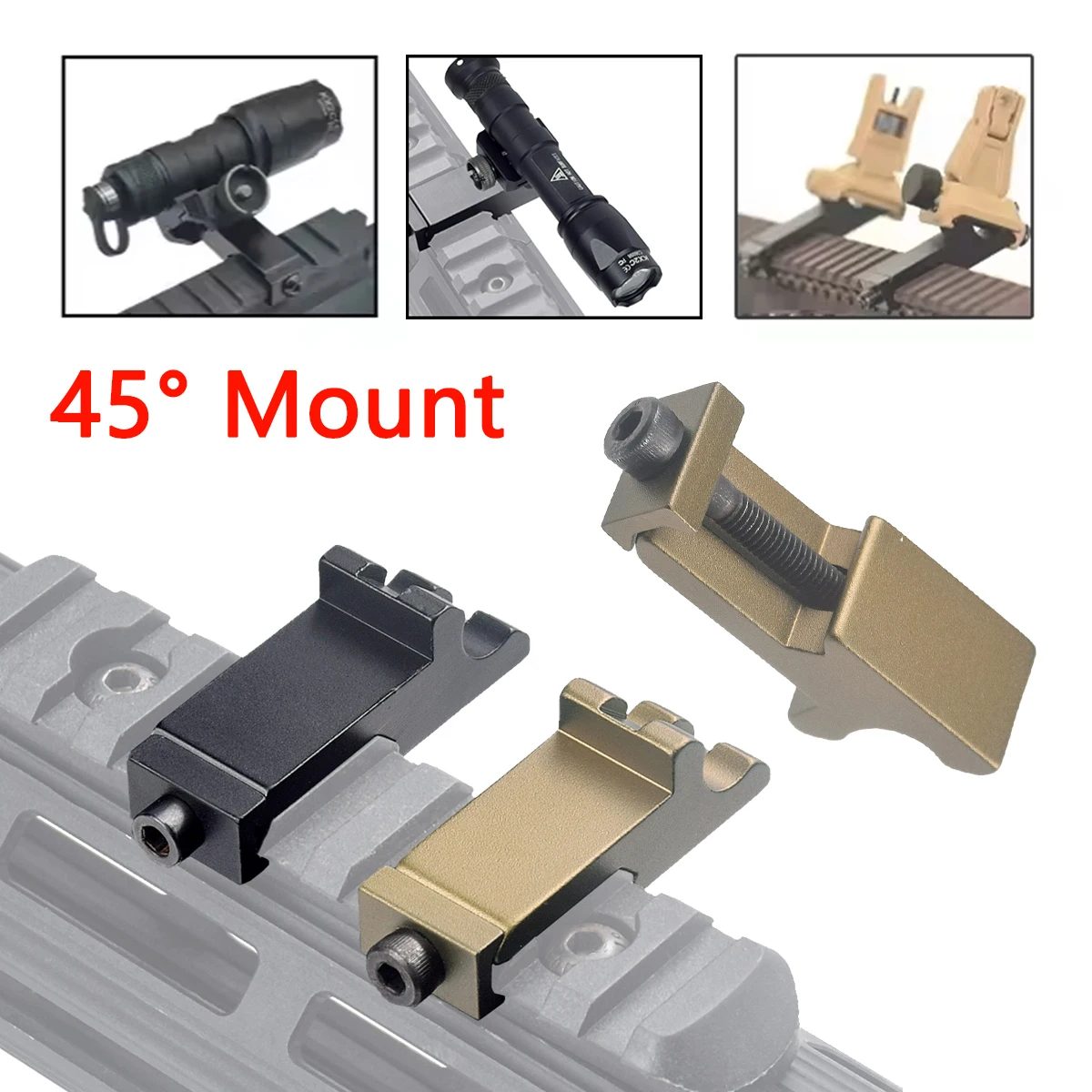 

Tactical Airsoft Scope Sides Mount 45 Degrees Offset Mount Adapter 20mm Picatinny Rail Weapon Light Hunting Rifle Accessory