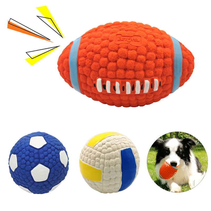 Dog Ball Toy For Small Medium Large Dogs Cat Puppy Squeaky Rugby Volleyball Football Training Toys Chihuahua Pug Pet Supplies