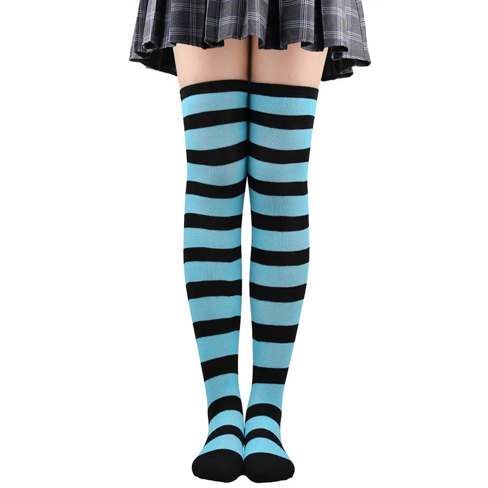 Dijhoge Kousen Dames Gestreept Dames Meisjes Zwart Wit Roze Lange Overknee Sokken Femboy Cosplay Lolita Harajuku Y2k