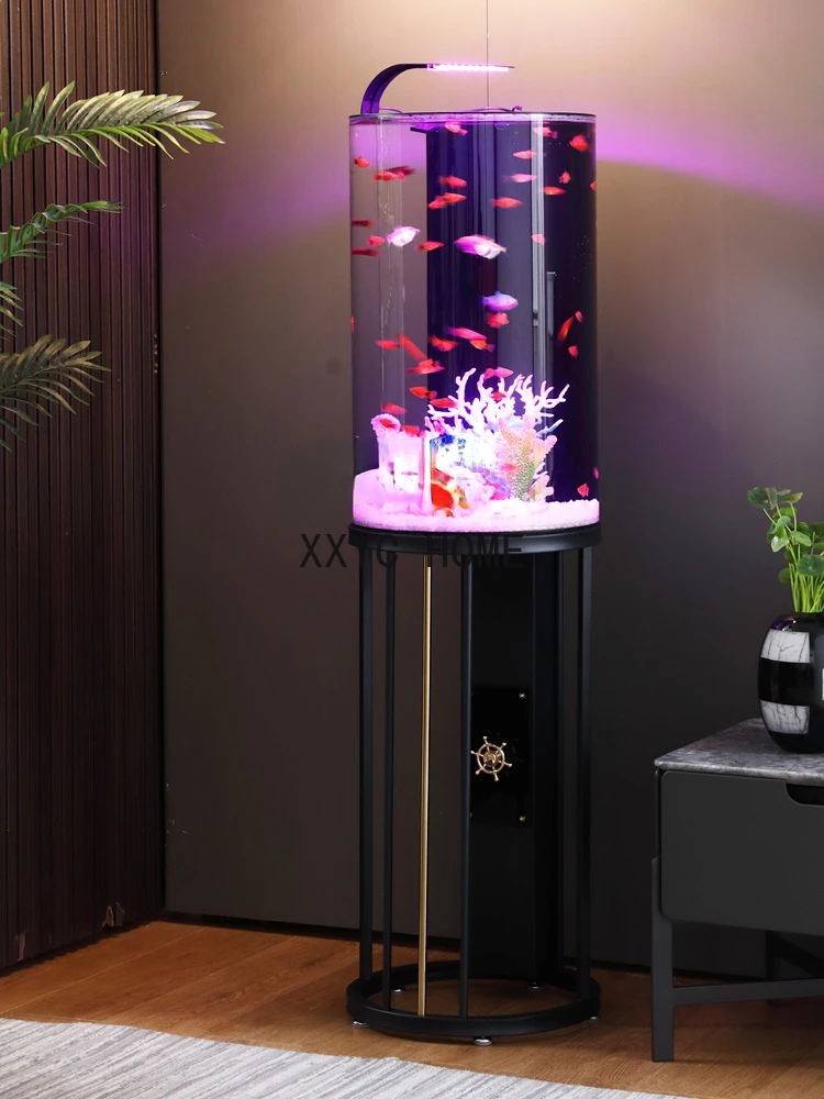 zqCreative Fish Tank Ecological Floor Living Room Fish Tank Small Fish Globe round Aquarium