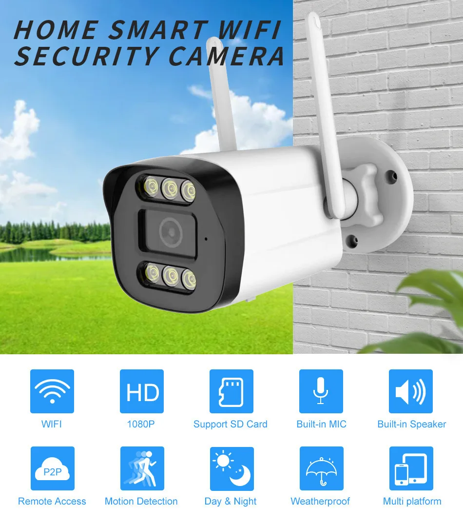 3MP 1296P  Eseecloud APP Full Color Wireless WIFI IP Bullet Camera AI Humanoid Detection Home Security CCTV Monitor