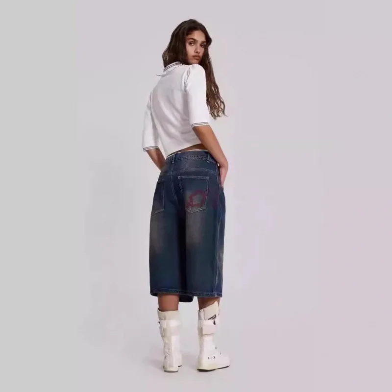 Jaded London jeans washed old retro loose thin straight jeans shorts mid-rise pants men and women