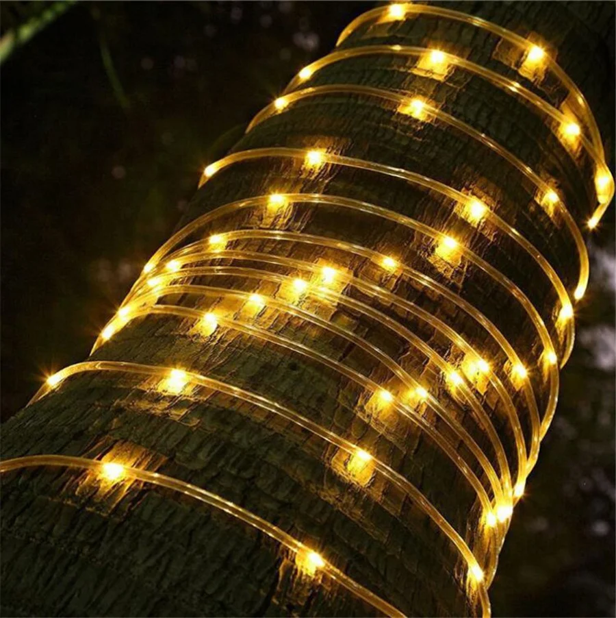 10M 20M 30M Led Buis Touw Touw Licht Buiten Waterdicht 8 Modi Kerst Slinger Sprookjesachtige Verlichting Voor Tuin Tuin Pad Boom Decor