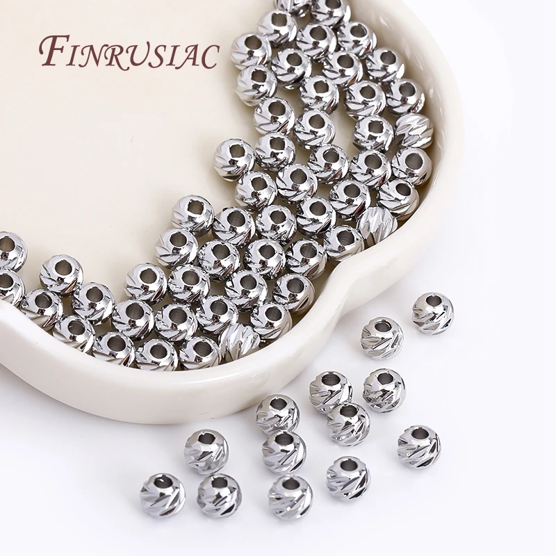 5 Sizes Round Spacer Beads 18K Gold Plated Brass Metal Beads Cut Pattern Separators Beads For DIY Handmade Jewelry Accessories
