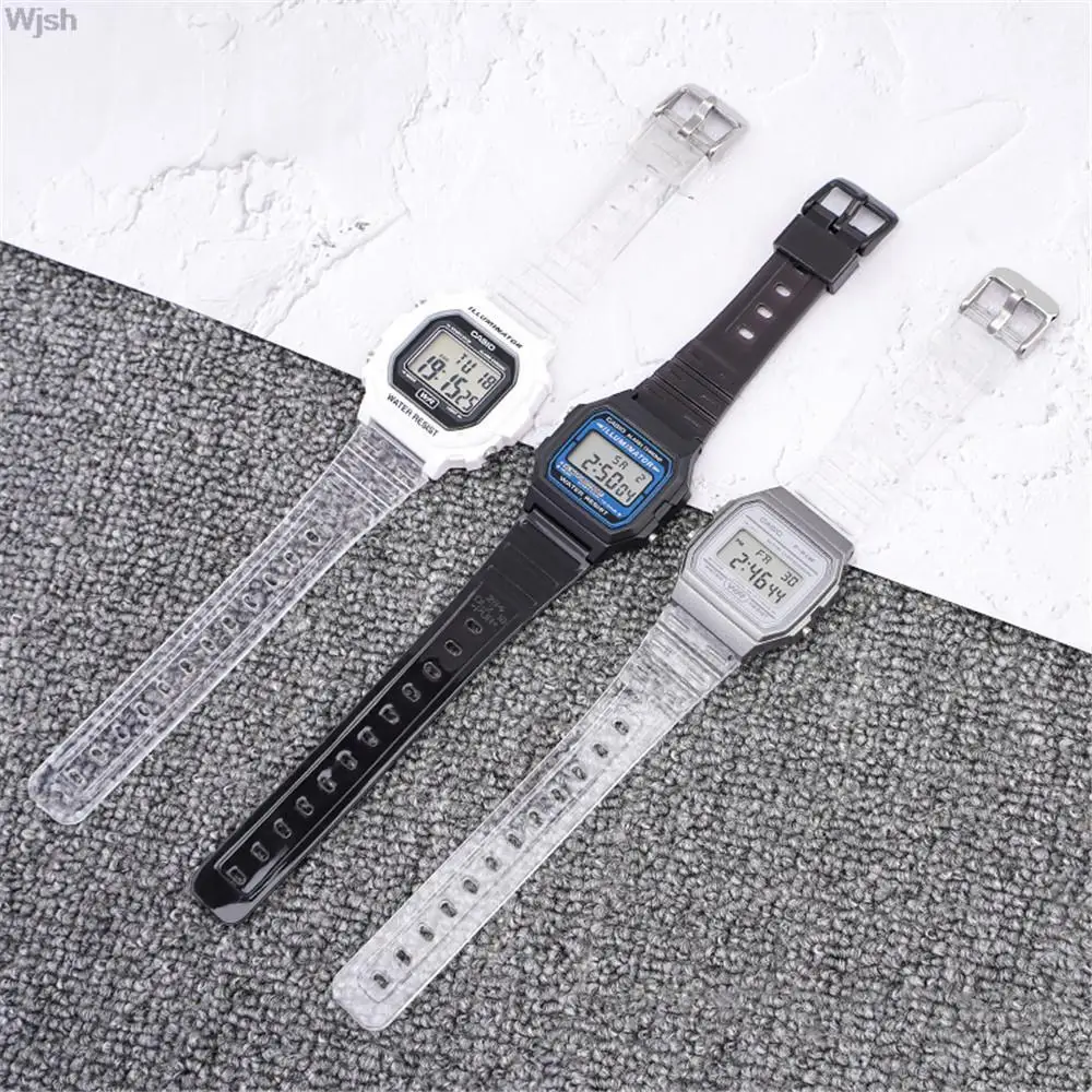 18mm Watch Strap for Casio F-91W/F84/F105/108/A158/168 AE-1200/1300 Transparent Colorful Silicone TPU Band Bracelet Accessories