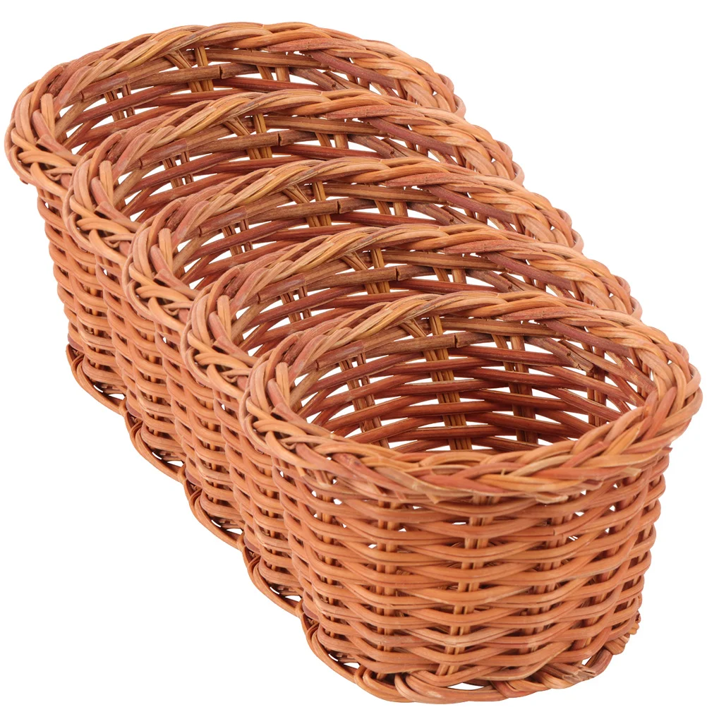 

Mini Woven Basket Desktop Furniture House Accessories Model Adorable Miniature Crafts Decorative Adornments Toy