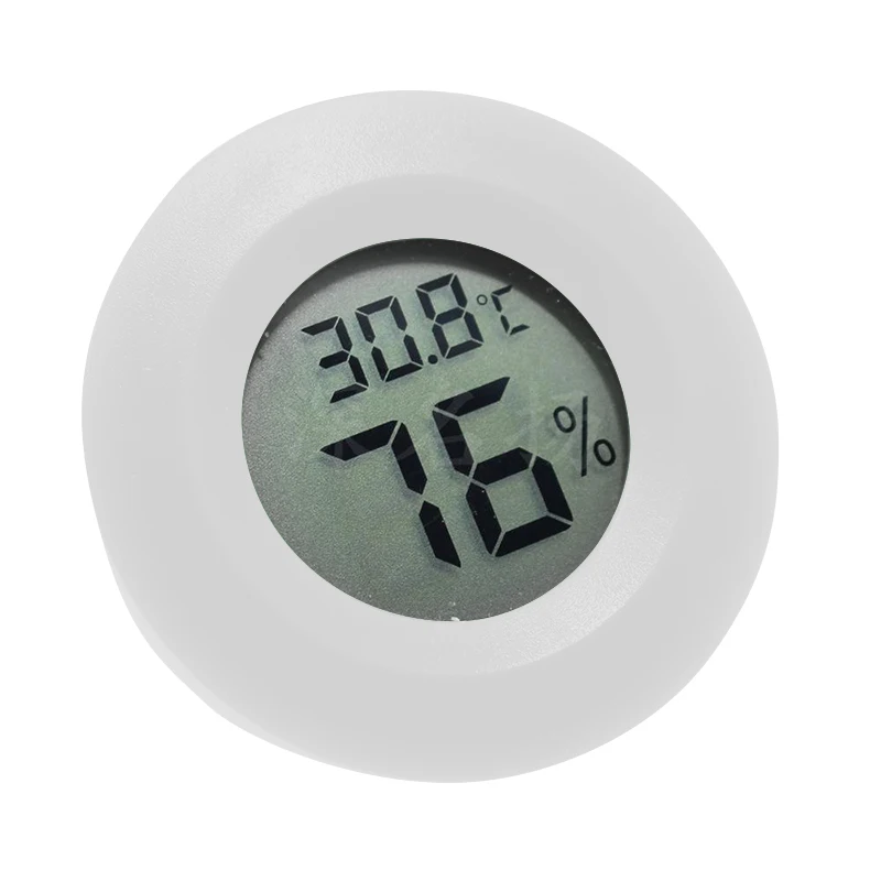 Mini Termômetro Digital LCD Tester de Umidade Sensor de Temperatura Redondo Detector de Umidade Congelador Caixa de charutos, + 70 ° C, 1-10Pcs