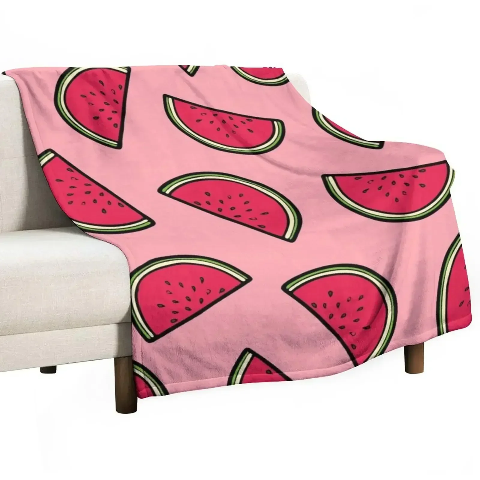 

New Watermelon Pattern in Pink Throw Blanket Faux Fur Soft Warm Blanket for Bed
