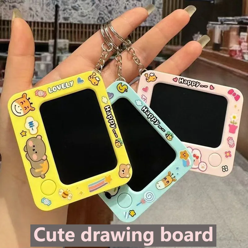Cartoon Drawing Board for Kids Keychain Funny Erasable Doodle & Sketch Pads Pendant Bag Car Fashion Keyring Birthday Gifts