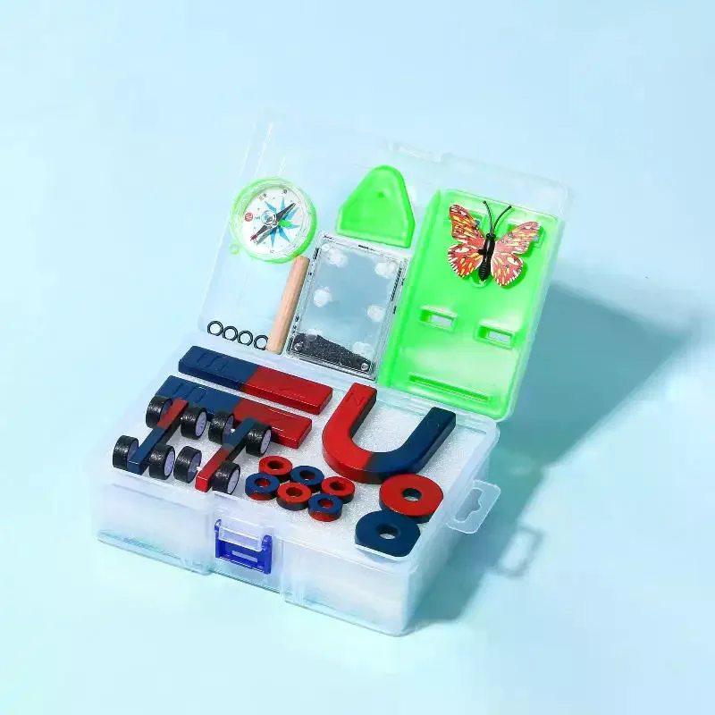 1 Set Educational Experiment With Bar Ring Horseshoe U Shape Magnets And Compass STEM Physics Science Magnet Kit For Kids