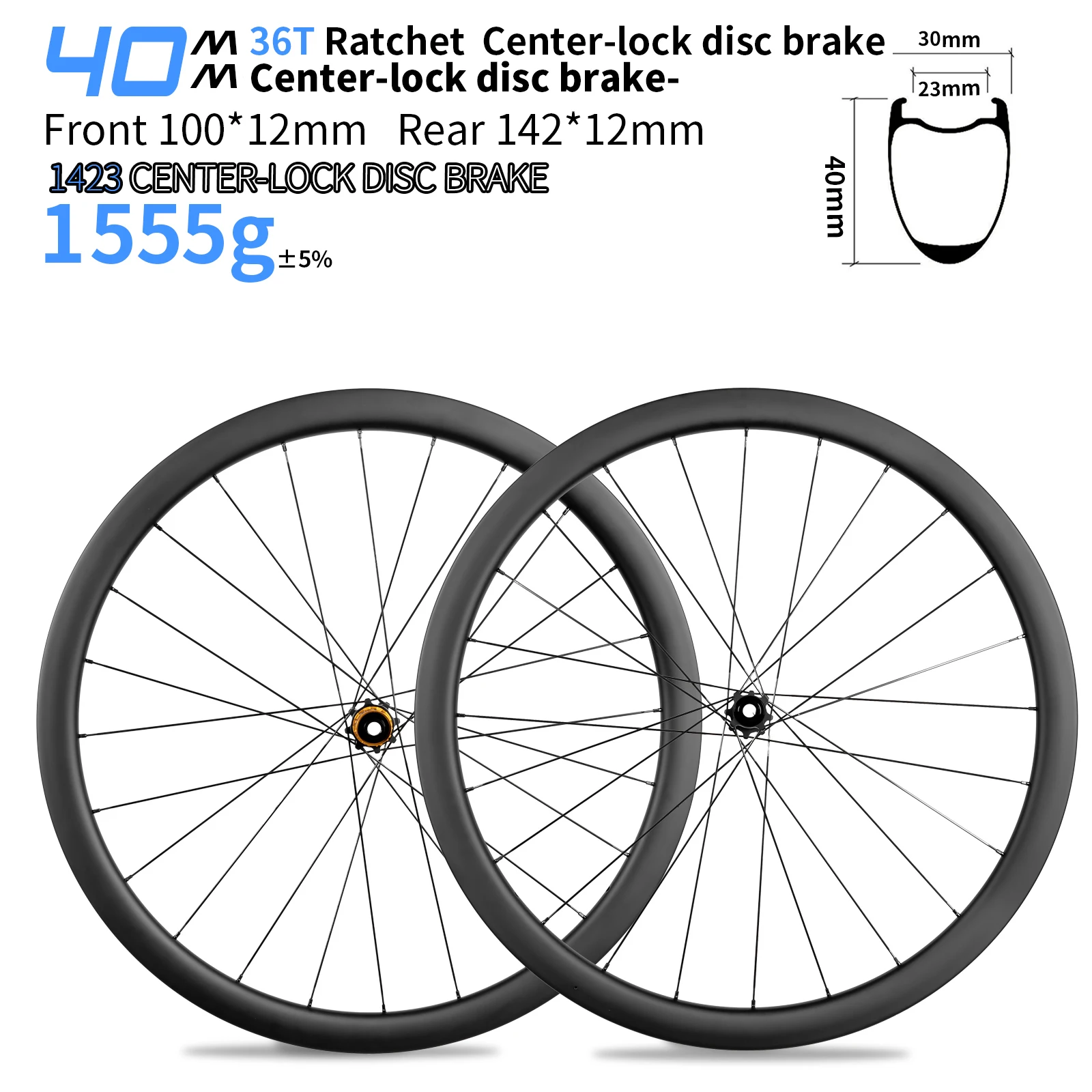 35mm 38mm 50mm 54mm60 ROAD Carbon Wielset Klimfietswiel met logo 700C Wiel 12x100/12x142mm Gravel, Race Class Center Lock Disc