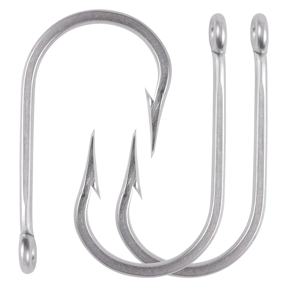 15PCS Big game fishing hooks 4X Stainless steel Live bait Alligator Hook Saltwater Circle large Shark Fish hooks 4/0-12/0