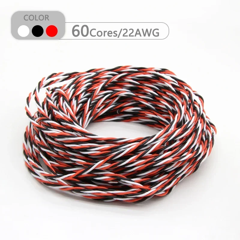 5/10/20M 22AWG 26awg 30/60 Core 3 way Twist Servo Extension Cable JR Futaba Twisted Wire Lead For RC Airplane Accessories