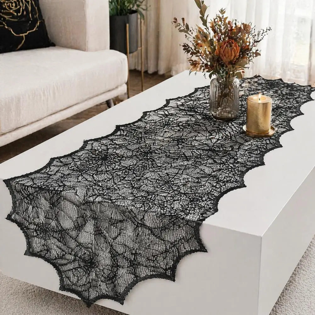 Gothic Runner Table Spider Web Table Runner Halloween Dining Table Decor Intricate Web Pattern For A Dramatic Look