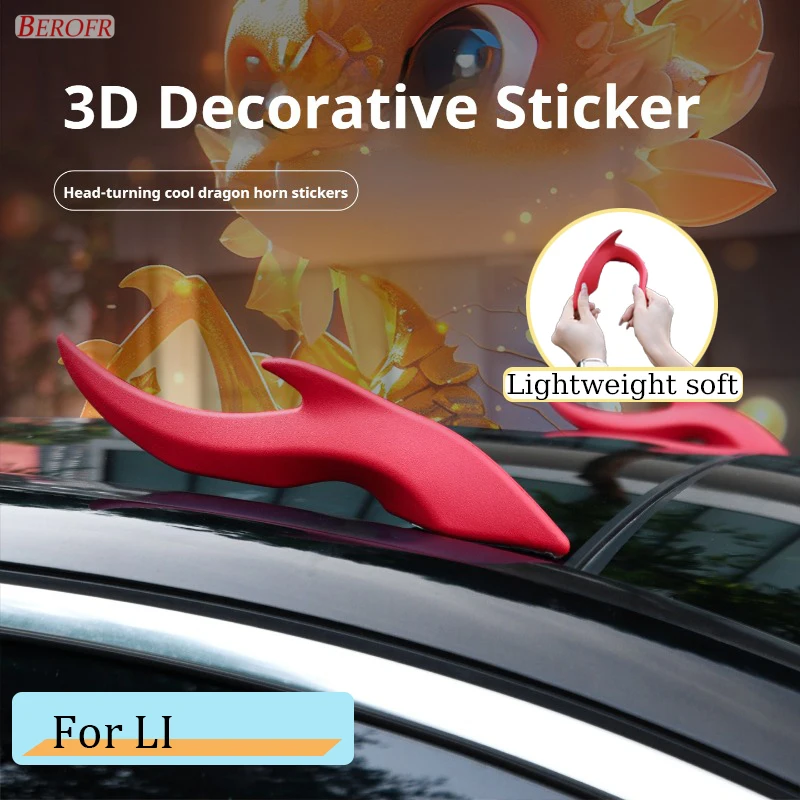 Dragon Horn 3D Stereo Car Sticker Car Roof Decoration Dragon Horn Sticker for SUV Sedan Hatchback For Li AUTO LIXIANG L7 L8 L9