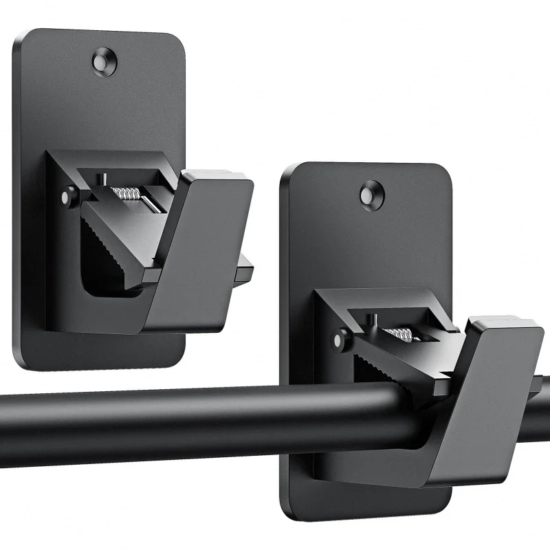 Universal Curtain Rod Holders Curtain Rod Brackets Fixator Nail Free Curtain Rod Hooks for Bathroo Bedroom Livingroom Kitchen