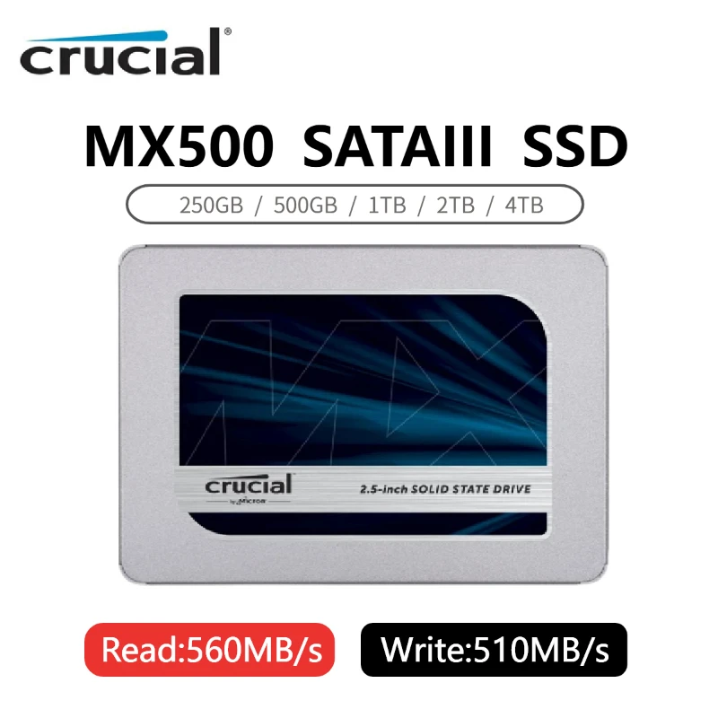 Crucial MX500 HDD 2.5 SATA3 SSD 500GB 1TB 2TB 4TB Internal Solid State Drive for Dell Lenovo Asus HP Laptop Hard Disk Desktop