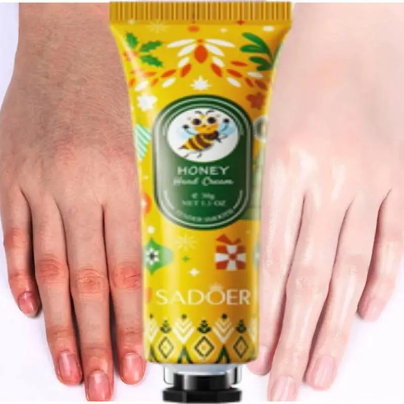 SADOER Creme para as mãos com extrato de planta, creme antienvelhecimento, nutritivo, hidratante, clareador, mel, creme para cuidados com a pele das mãos