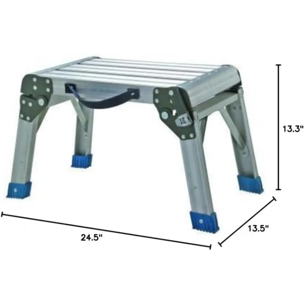 Step Stool and Working Platform 350 Lbs. Capacity Foldable Anodized Aluminum by Haul-Master (Solver)