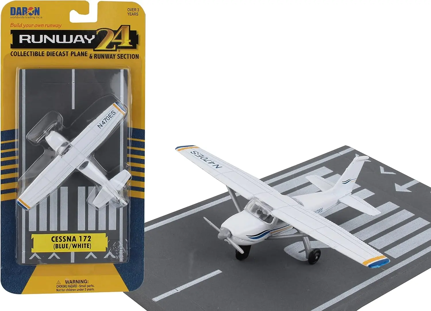 

Масштабная модель самолета Cessna 172 Skyhawk 1:87 из литого металла с гибкой посадочной полосой для игр и демонстрации