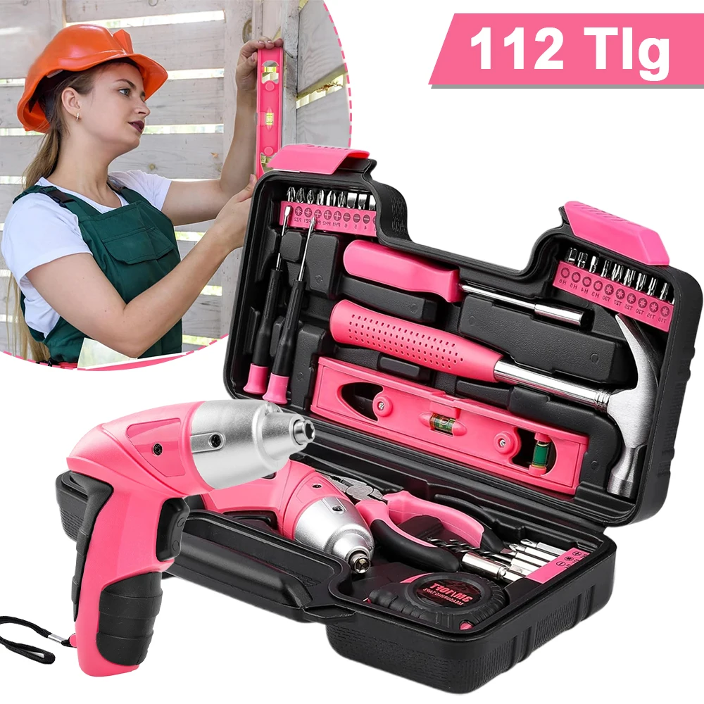 Image of 3,6V Elektrischer Schraubendreher-Set, 500+ Schrauben pro Ladung, 220 U/min, mit Hammer, Maßband, Zange, Präzisionsschraubendreher