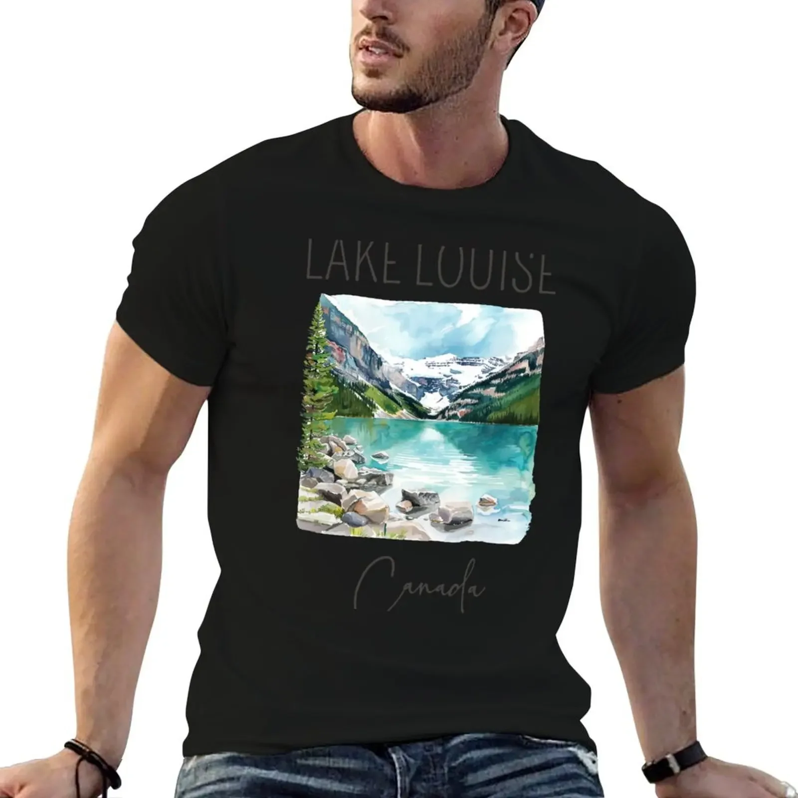 Watercolor Design of Lake Louise - Canada T-Shirt baggy shirts graphic shirts fruit of the loom mens t shirts