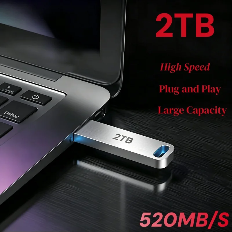 Adapter USB Lenovo Metal USB 3.0 128GB 256GB 512GB Szybki Metalowy Mini Pendrive 1TB 2TB Pamięć USB 2026 — zdjęcie produktu 4