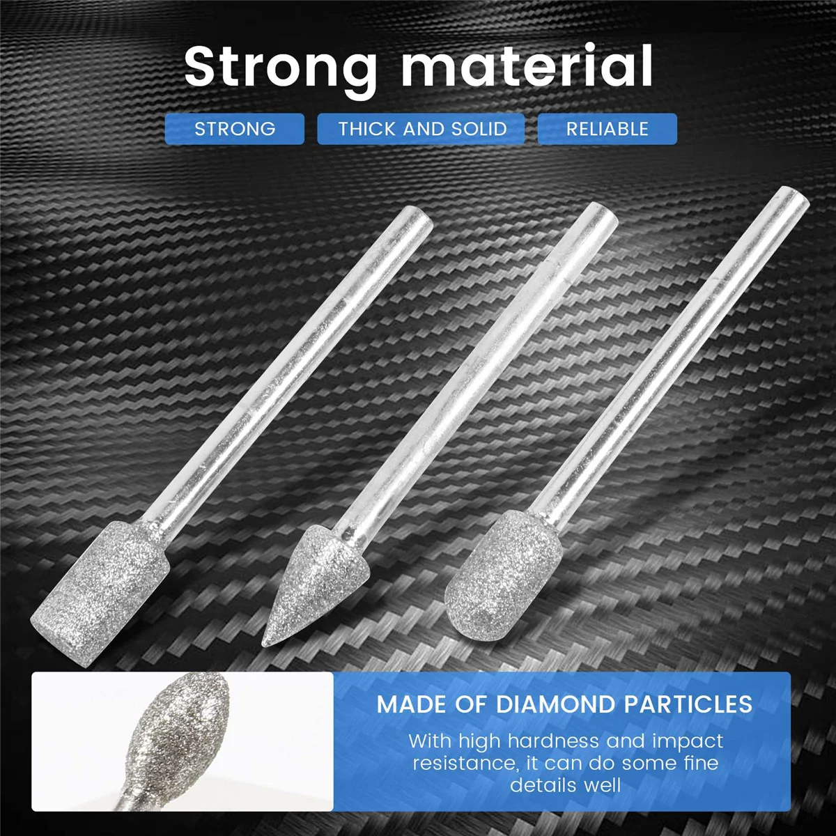 40 Pieces Diamond Burr Bits Stone Carving Set for Dremel Rotary Tool with 1/8 Inch Shank for Polishing Engraving Stone ZJY