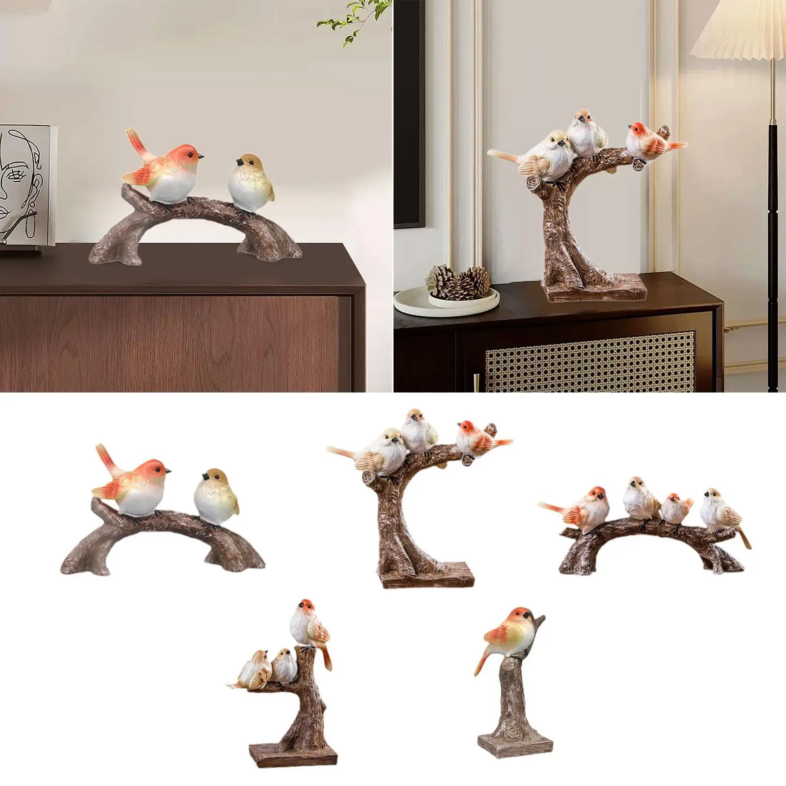 Colourful Resin Bird Figurine Modern Multicolor Decorative Gift Resin Magpie Model for Balcony Porch Living Room Office Home