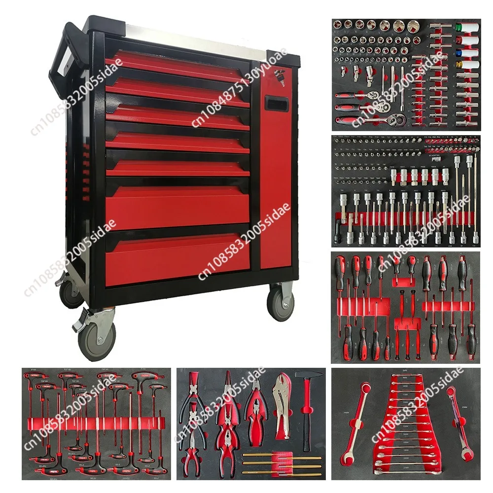 2024 7 Drawers Garage Storage 258 Pcs Tool Sets Box Tool Chest Workshop Trolley Heavy Duty Tool Cabinet