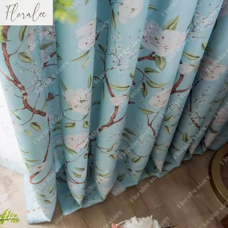 

Korean Pastoral Ink Style Printed Blackout Curtains for Living Room Bedroom Children's Room Dining Room Custom Window Screen