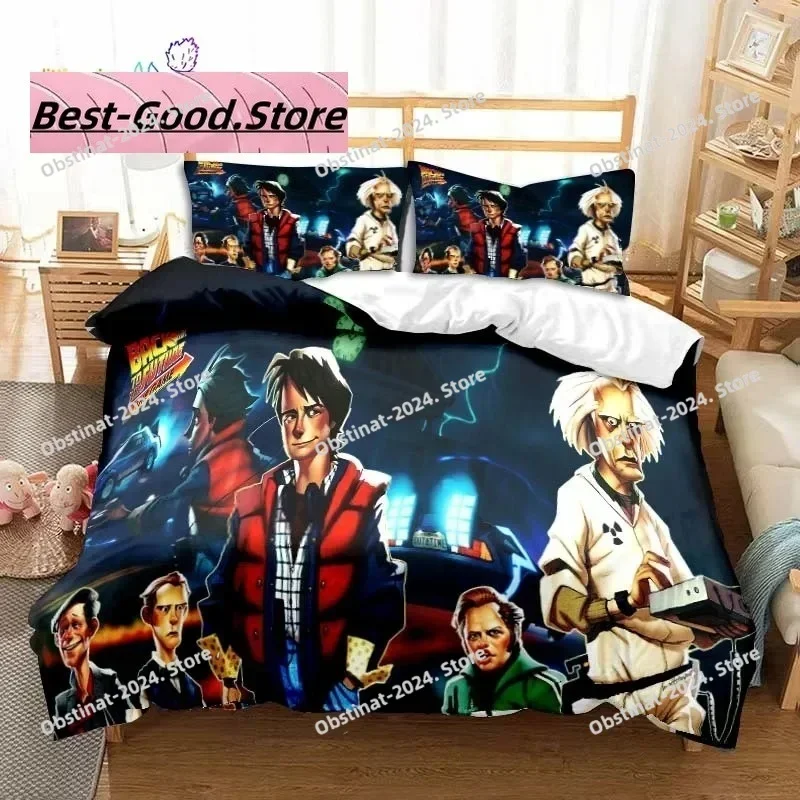Sci-fi Movie Back to the Future 3D Printing Comforter Bedding Set,Duvet Cover Bed Set Quilt Cover Pillowcase,King Queen Size Kid