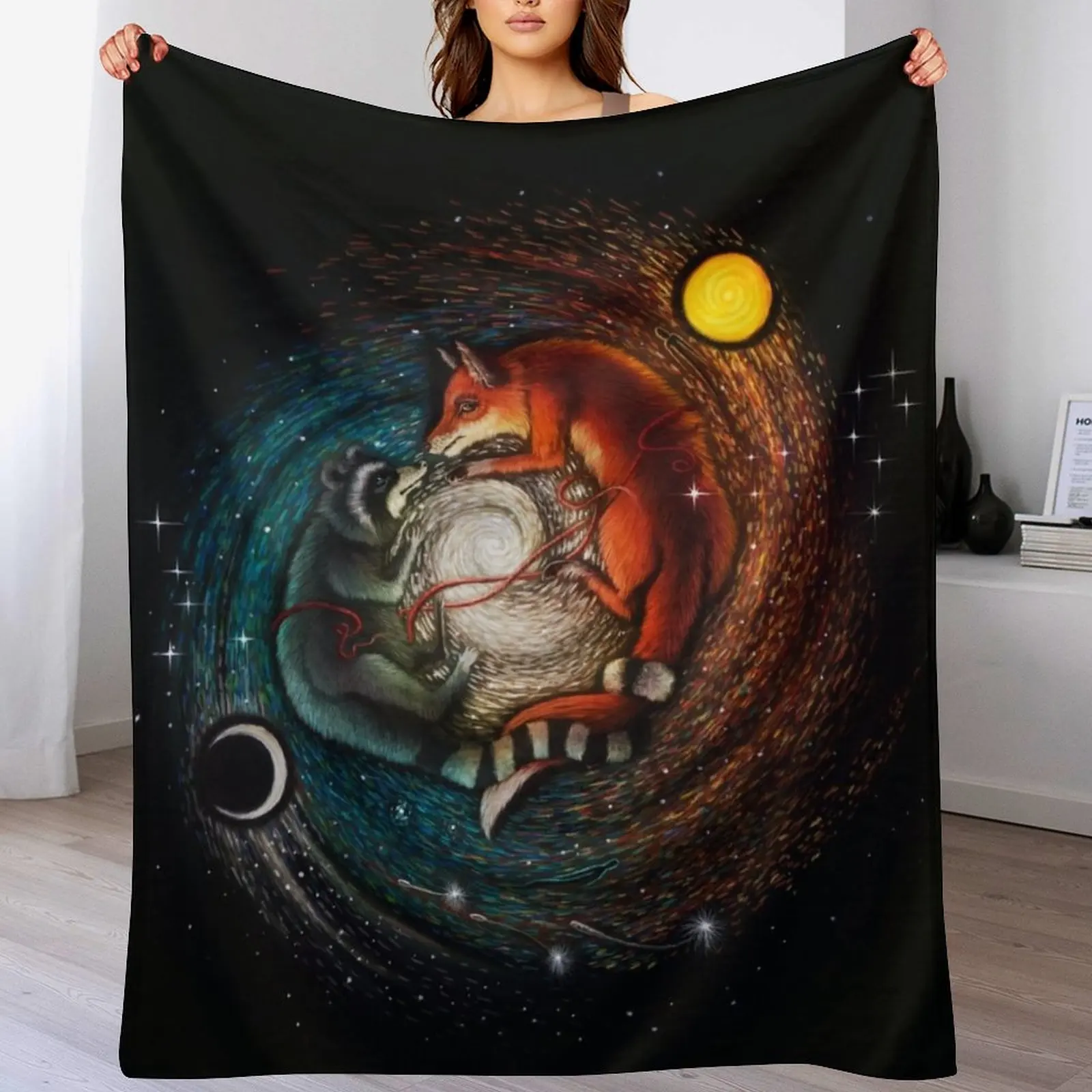 

The Fox & The Racoon Throw Blanket Soft Bedroom Blanket for Night Sleeping