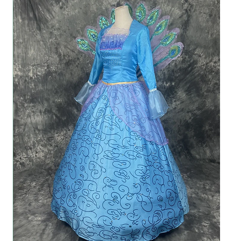 Halloween Costume Princess Rosella Cosplay Peacock Dress Adult Women Stage Performance Outfit Fancy Ball Gown Custom Made