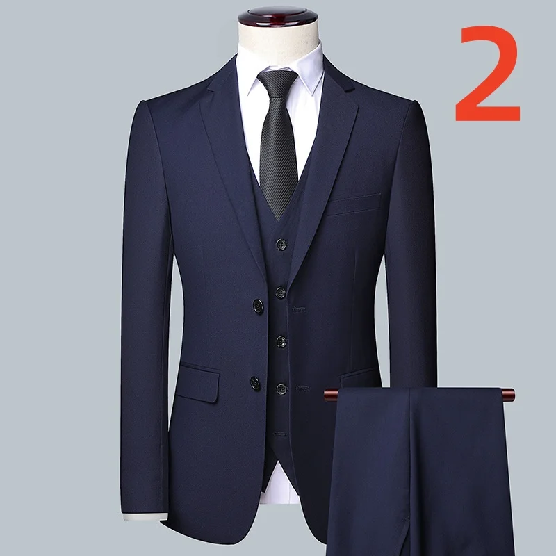 X030Groom suit men\'s British slim suit wedding three-piece suit wedding tuxedo banquet evening dress men