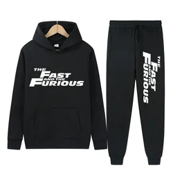 The Fast And The Furious Hoodies + Pants 2 Pieces Sets Men Fashion Sweatshirts Women Casual Hooded Pullovers Sportwear Suit