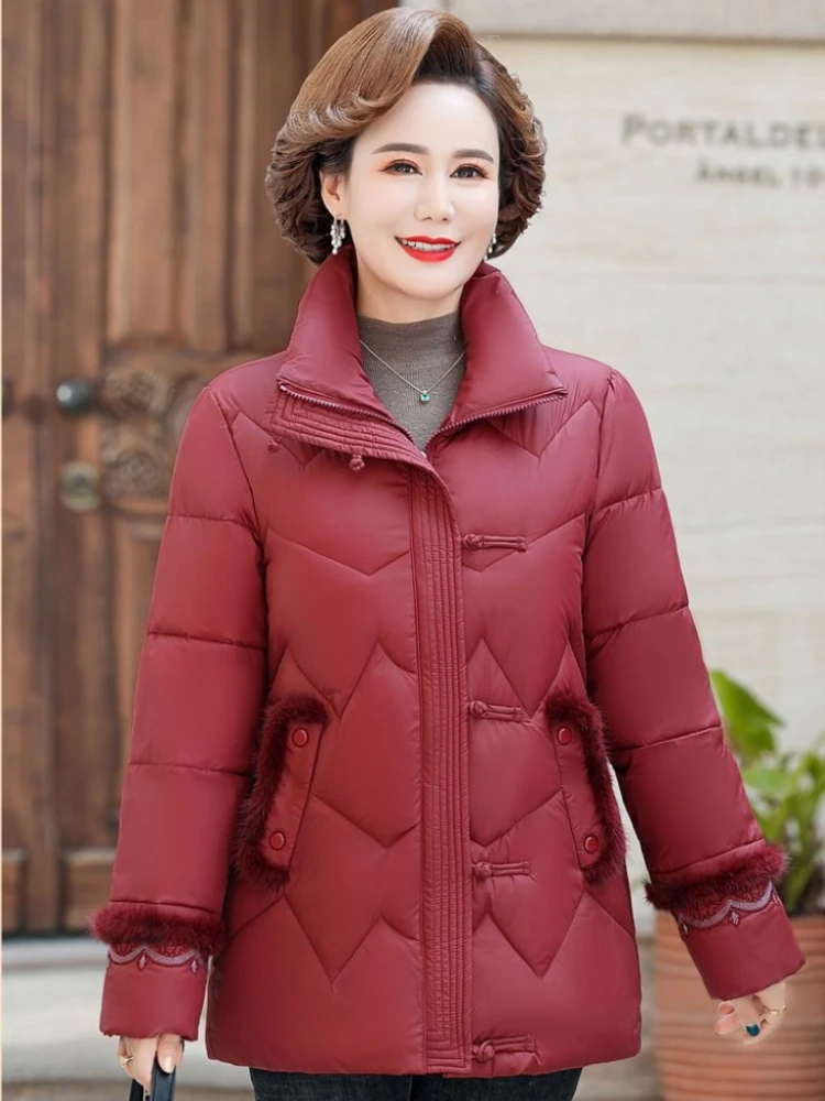 Thick Plus Size Sustans Pockets Zippers Office Lady Parkas Mom Casual Down Coats Winter Clothes Women Korean Style Puffer Jacket